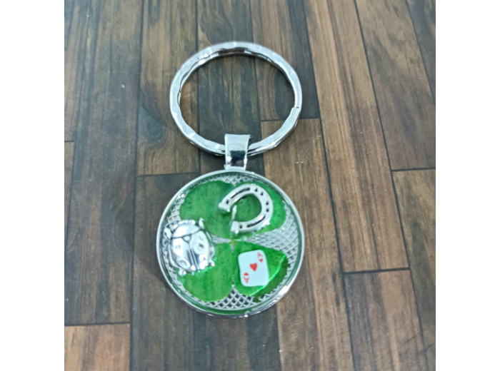 Porte-clés rond porte bonheur