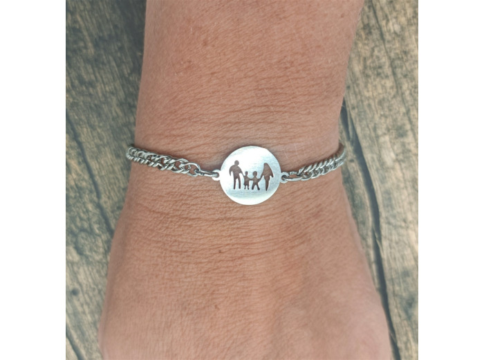Bracelet- chaîne famille en acier inox