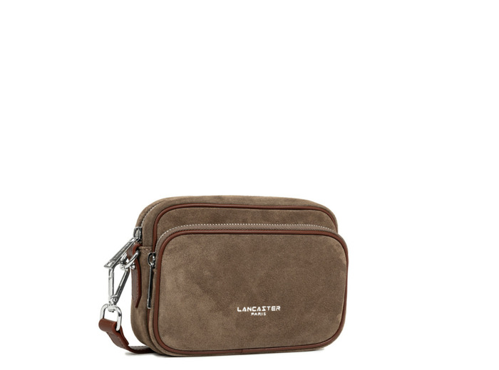 Lancaster Suède Sac Porté Travers 2 Compartiments 480-064 Chataigne