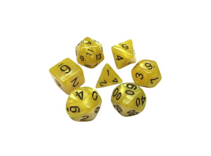 HDP-06 Lot de 7 Dés - Jaune nacré