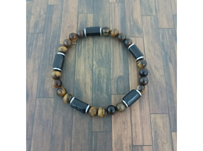Bracelet Tourmaline/Œil de tigre/Hématite