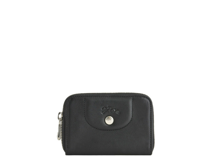 Longchamp Le Pliage Cuir Porte-Monnaie En Cuir Noir