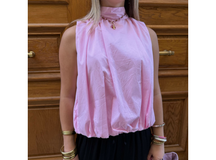 blouse nœud dans le dos rose