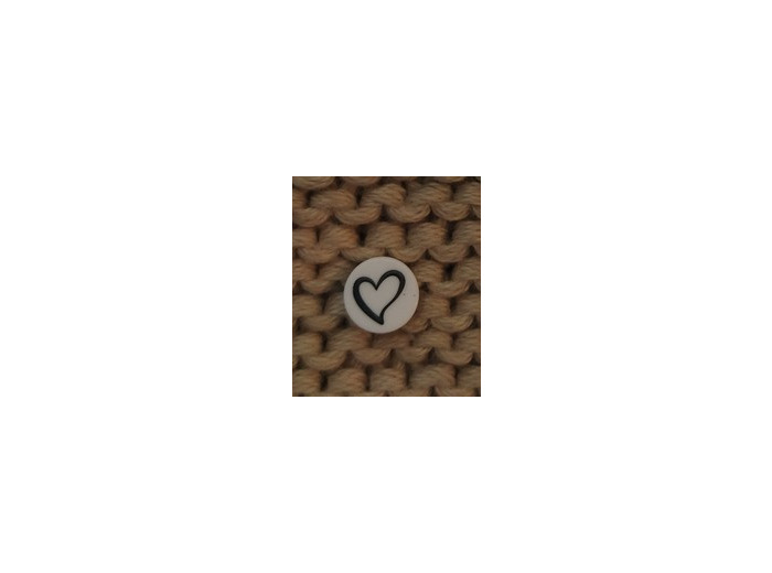 Bouton blanc motif coeur 12 mm