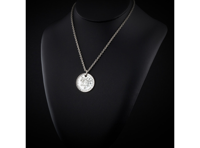 Collier pendentif pièce 2 Francs
