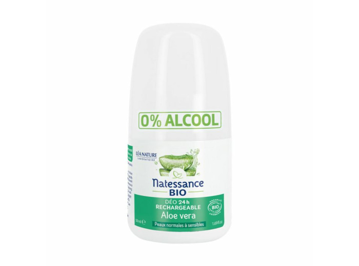 Déodorant rechargeable 24h Aloe Vera Bio 50ml Peaux normales à sensibles Natessance