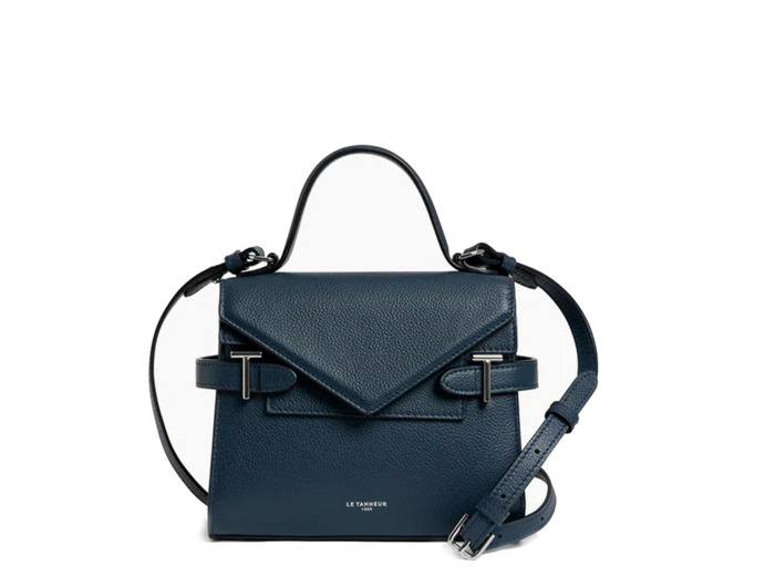 Le Tanneur Emilie Petit sac à main double rabat en Cuir grainé Crépuscule