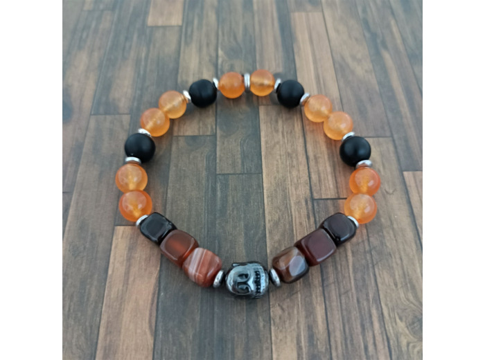 Bracelet bouddha agate/hématite