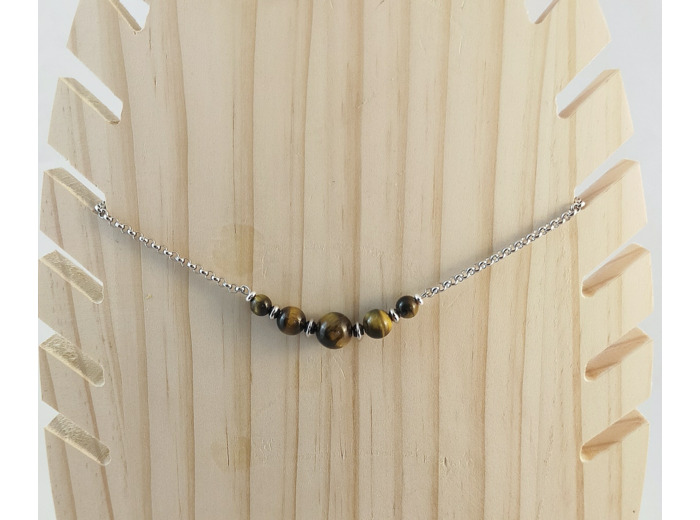 Collier œil de tigre/argenté
