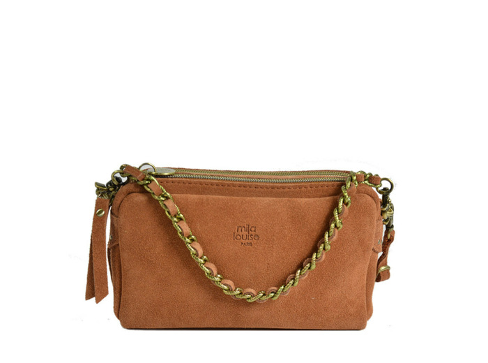 Mila Louise Mama XS V Petit Sac Trotteur Cuir Velours Tan