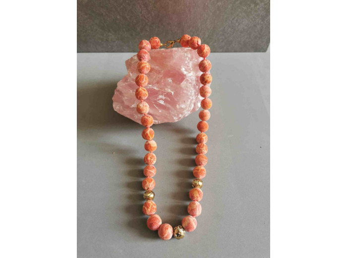 Collier Corail naturel avec pores 45cm olpa1882