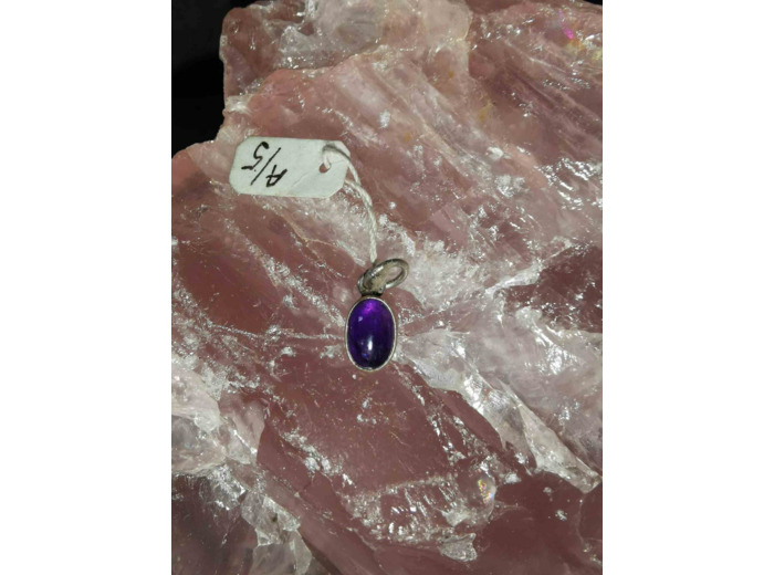 Mini pendentif cabochon Amethyste argent 925/000