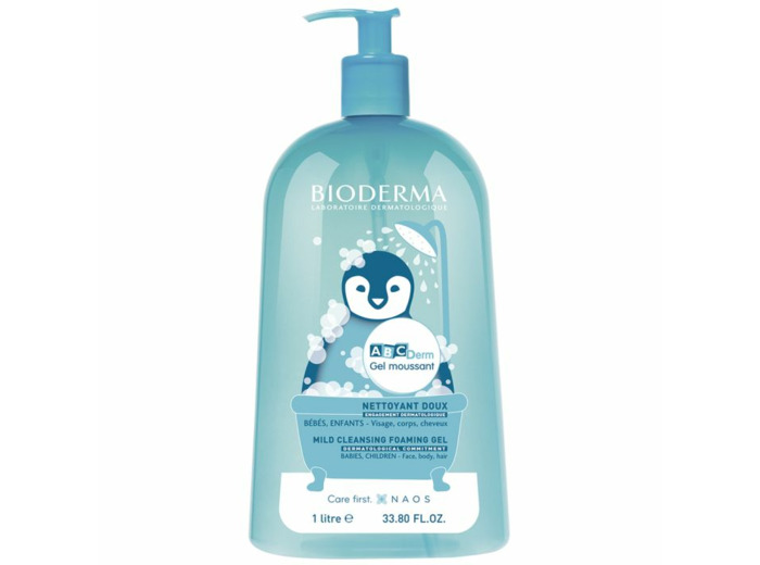 Gel Douche Moussant 1L Abcderm Bébé et Enfant Bonne Tolérance Bioderma