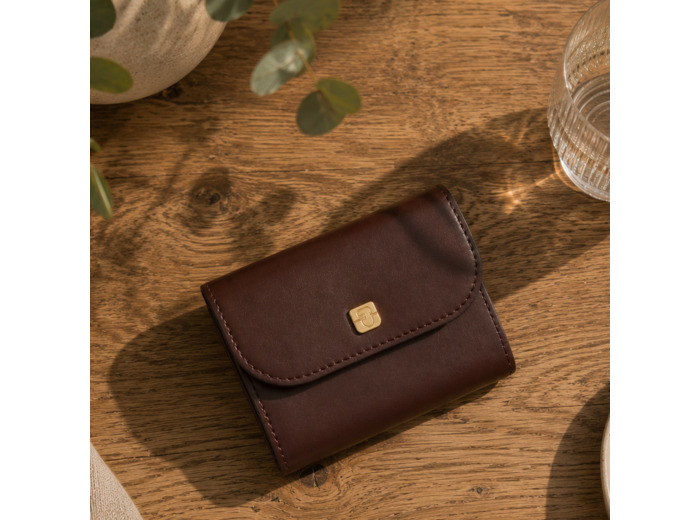 Gérard Darel Ligne M411 Petit Portefeuille En Cuir Lisse Marron