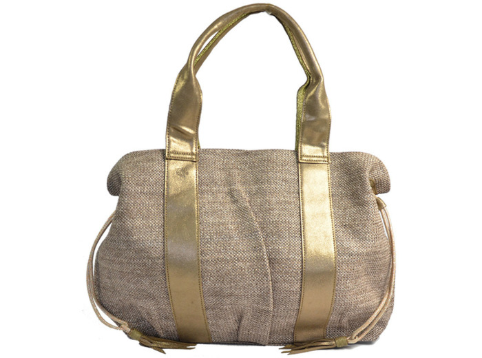 Mila Louise Prudy CM Cabas Toile De Jute et Cuir Bronze