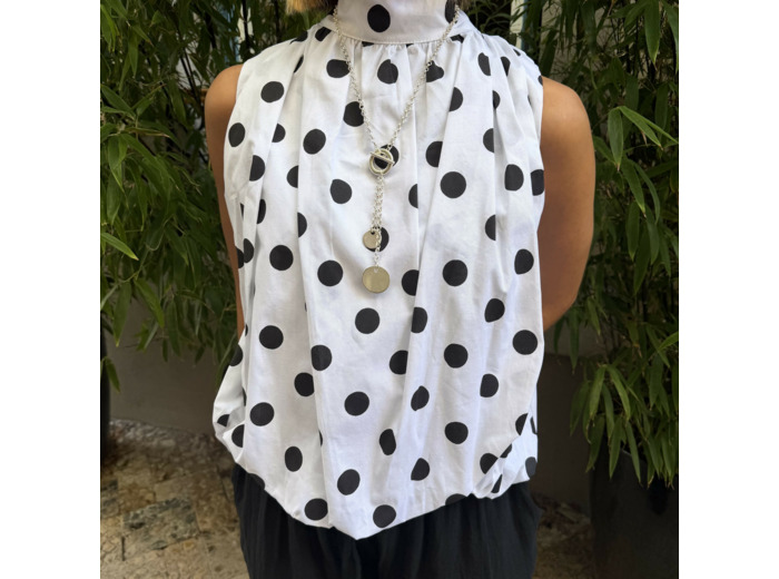 Blouse a Noeud dans le dos à pois