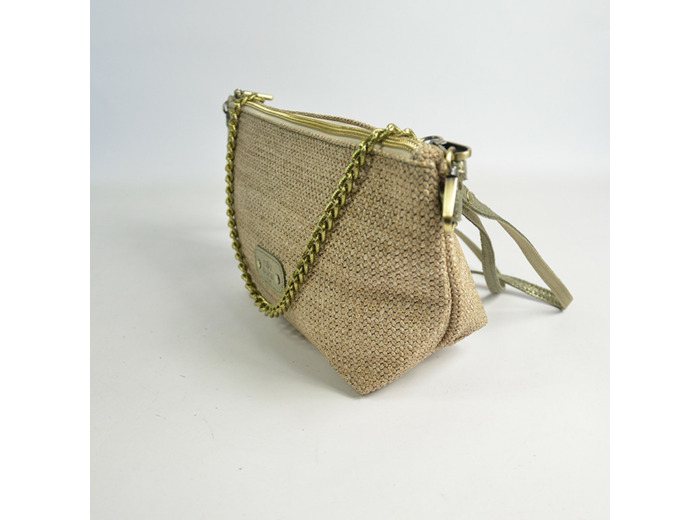 Mila Louise Zil CM Sac Trousse En Toile et Cuir Oyster