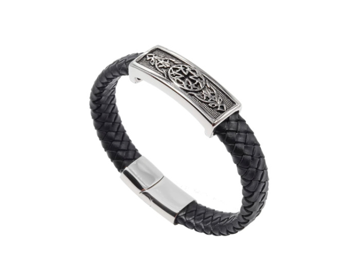 Bracelet tendance en cuir véritable pour hommes 19