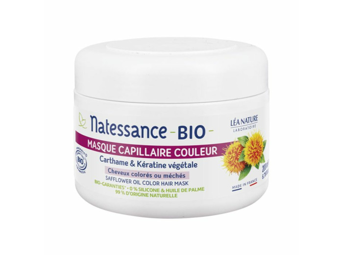 Masque capillaire couleur - Cartharme & Kératine Végétale Bio 200ml Cheveux colorés, méchés Natessance