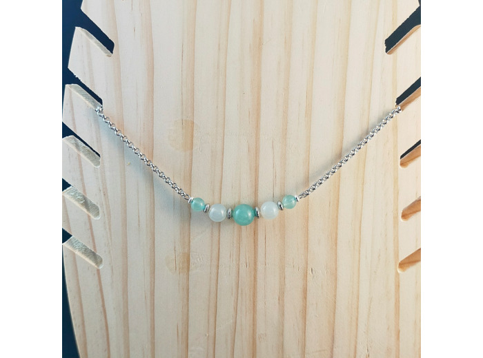 Collier aventurine/argenté