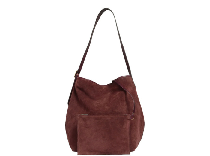 Bleu de Chauffe Sofia Sac Seau Cuir Daim Marron Rubis