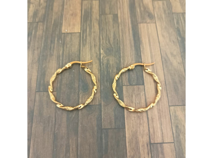 Boucles d'oreilles en acier Inox créoles 29mm Doré ou argenté