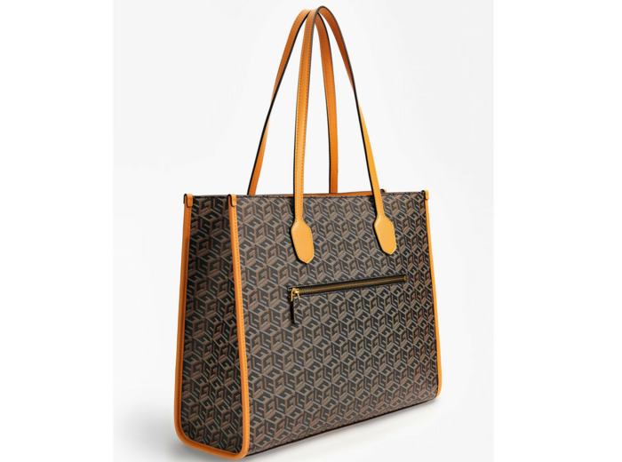 Guess Silvana Sac Cabas Logo G cube Black Cognac