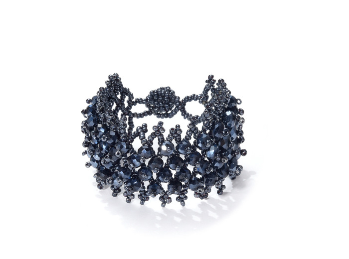 Bracelet en perles de cristal facetté gris hématite