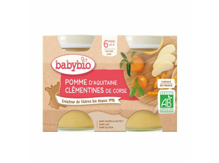 BABYBIO POT POMME/CLEMENTINE 6M 2X130G