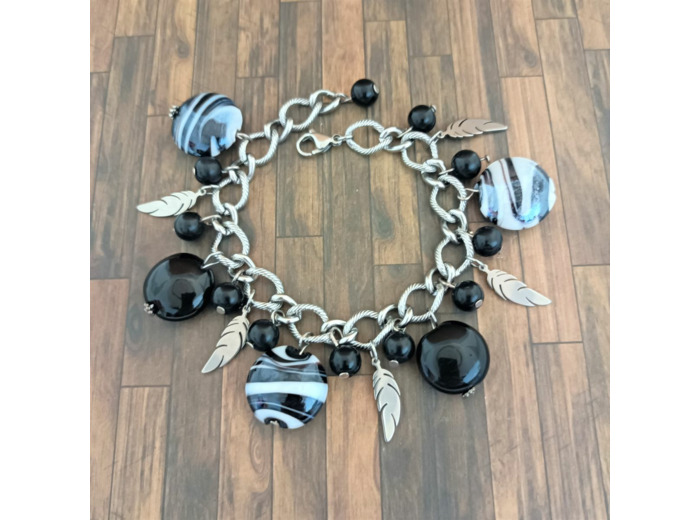 Bracelet perles verre et acier inox