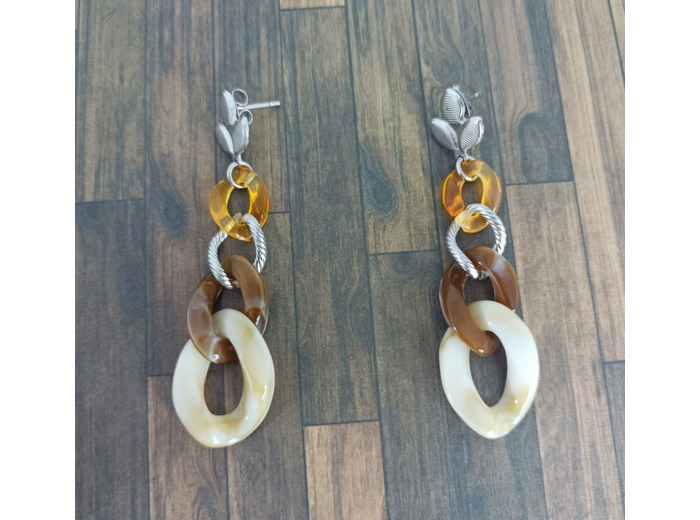 B.O. gros maillons orange/marron/beige argenté