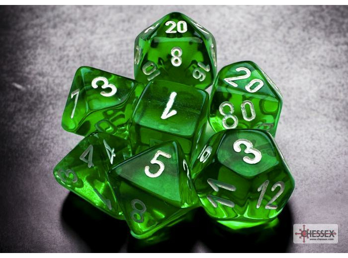 Chessex - 7 dés Translucent Mini-hedral Green/white