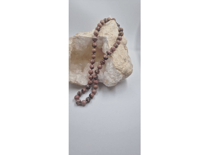 Collier rhodonite fermoir argent 925 olpa1877/1878
