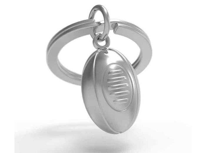Metalmorphose Porte-clés Ballon Rugby Argent