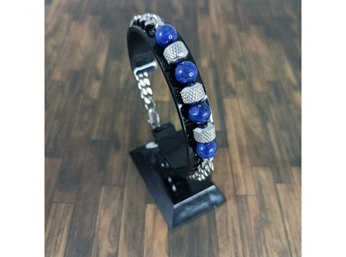 Bracelet-chaîne homme lapis lazuli