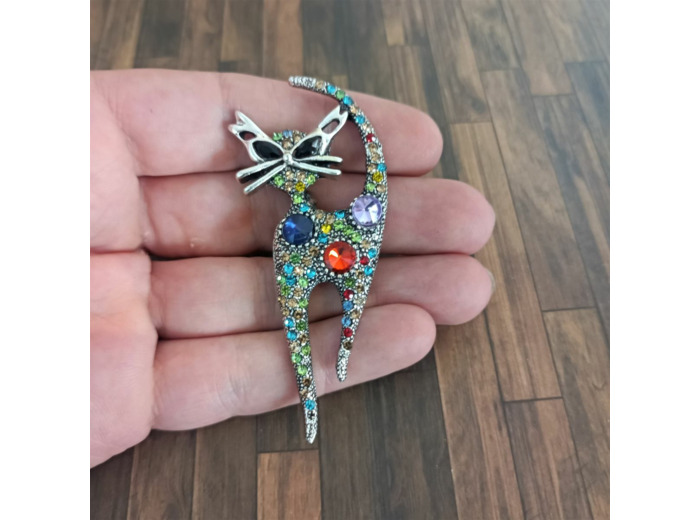 Broche chat coloré