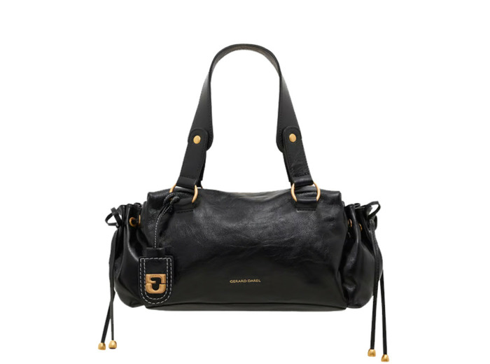 Gérard Darel Grace Sac Porté Main En Cuir Et Détails Métalliques Noir