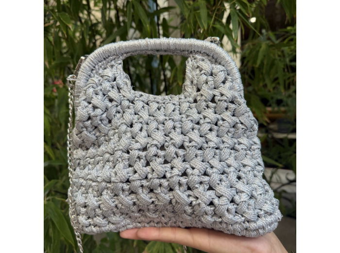 Sac en crochet Argenté