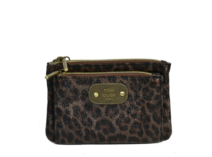 Mila Louise Paloma LP2 Porte-Monnaie léopard Fumé Kaki