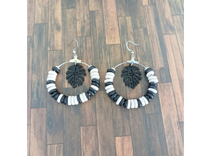 Anneaux noir/blanc/argenté