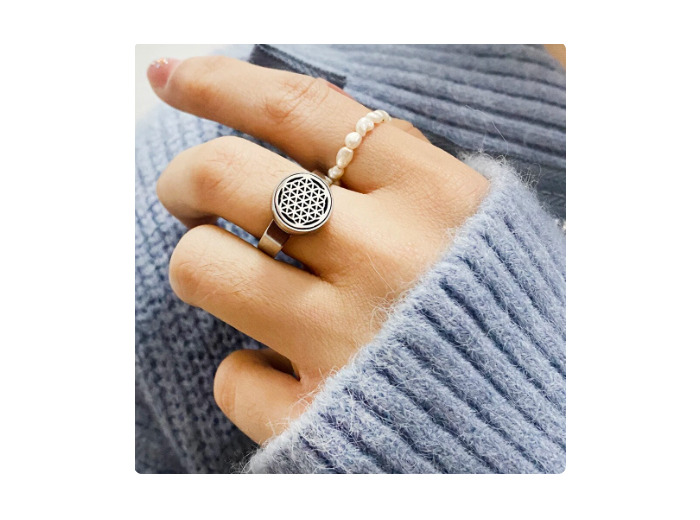 Bague aromathérapie en acier inoxydable