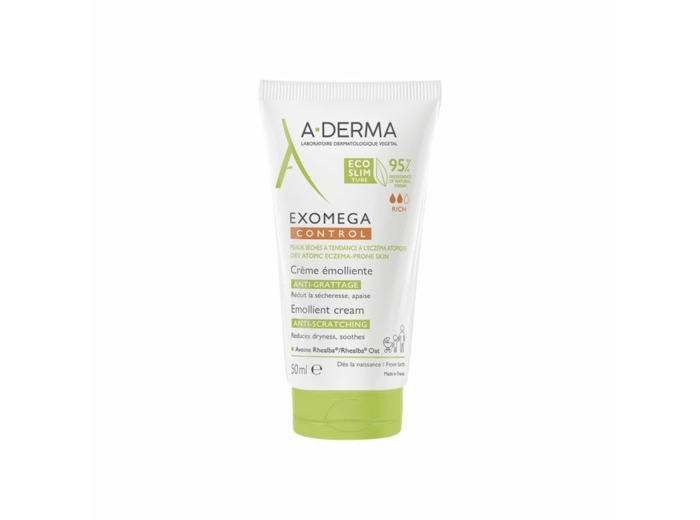 Crème émolliente anti-grattage 50ml Exomega Control Peaux sèches à tendance à l'eczéma atopique A-Derma