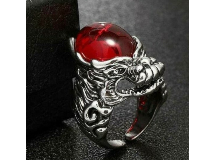 Bague homme monstre pierre rouge