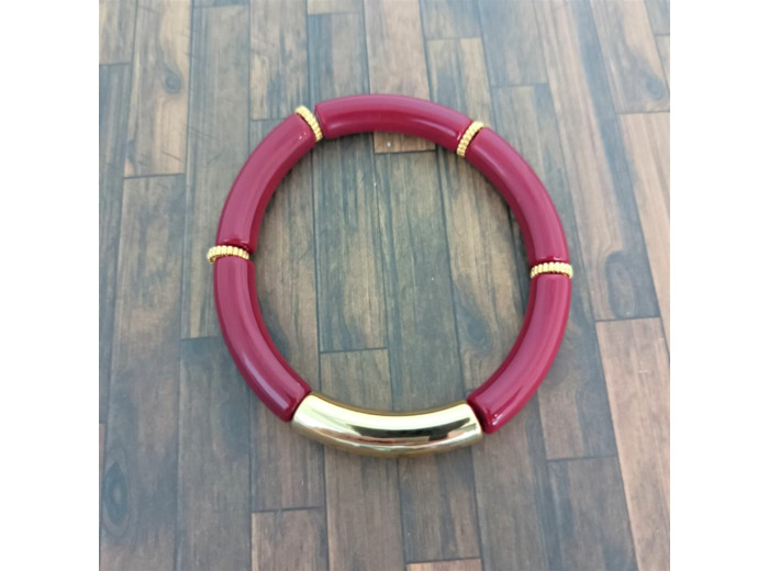 Bracelet tube bordeaux doré 32mm