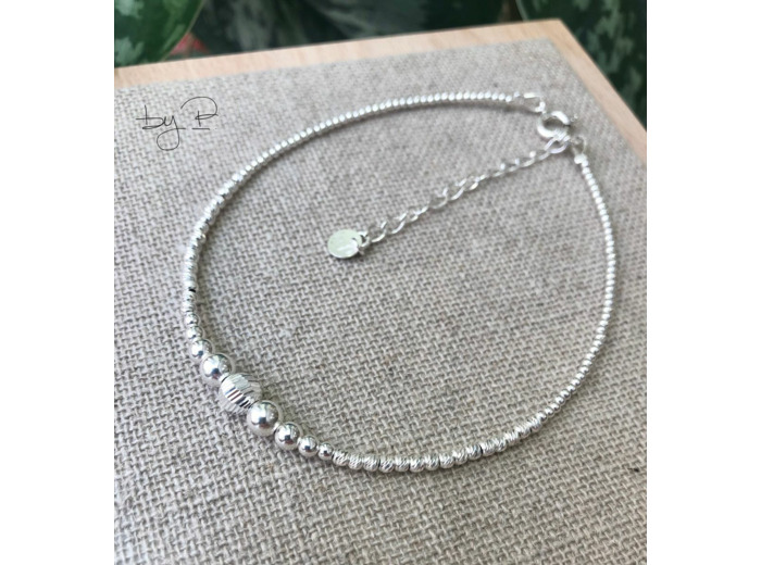 Bracelet de cheville en perles en argent 925