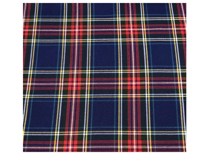 Tissu tartan bleu roi