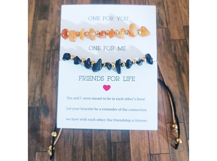 2 bracelets perles chips en pierres naturelles