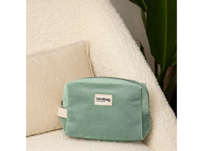Hindbag Leon Trousse Cosmétique Velours Vert D'eau