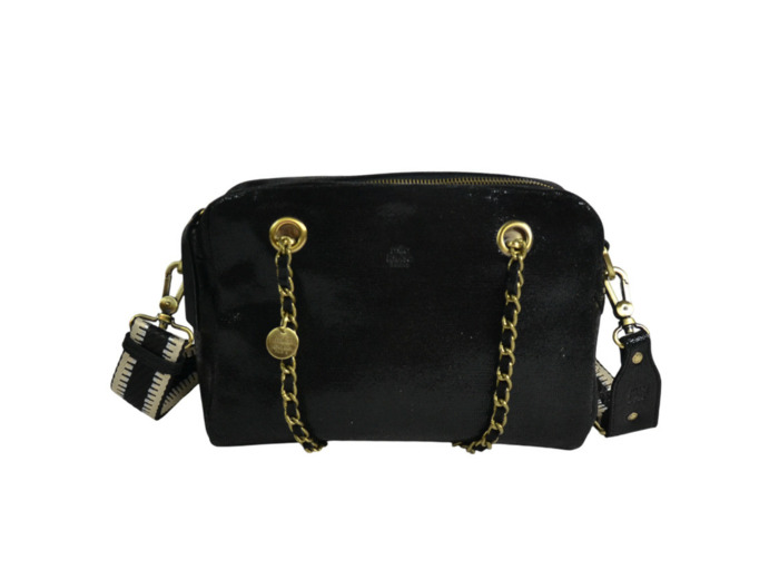 Mila Louise Nell RX Sac Besace Cuir Irisé Noir