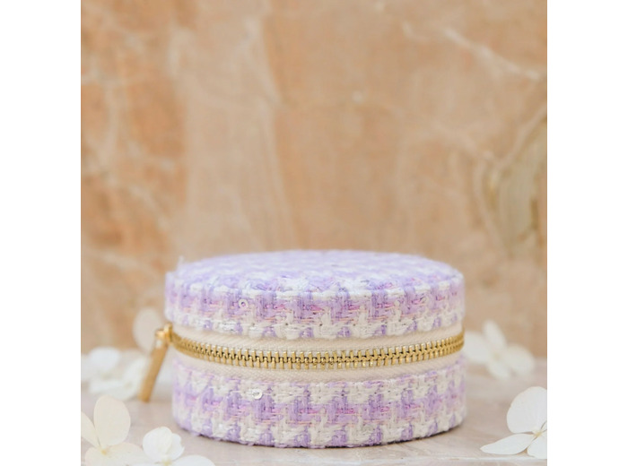 Maison Scarlett Boîte à Bijoux De Voyage Yvonne En Pied De Poule Mauve